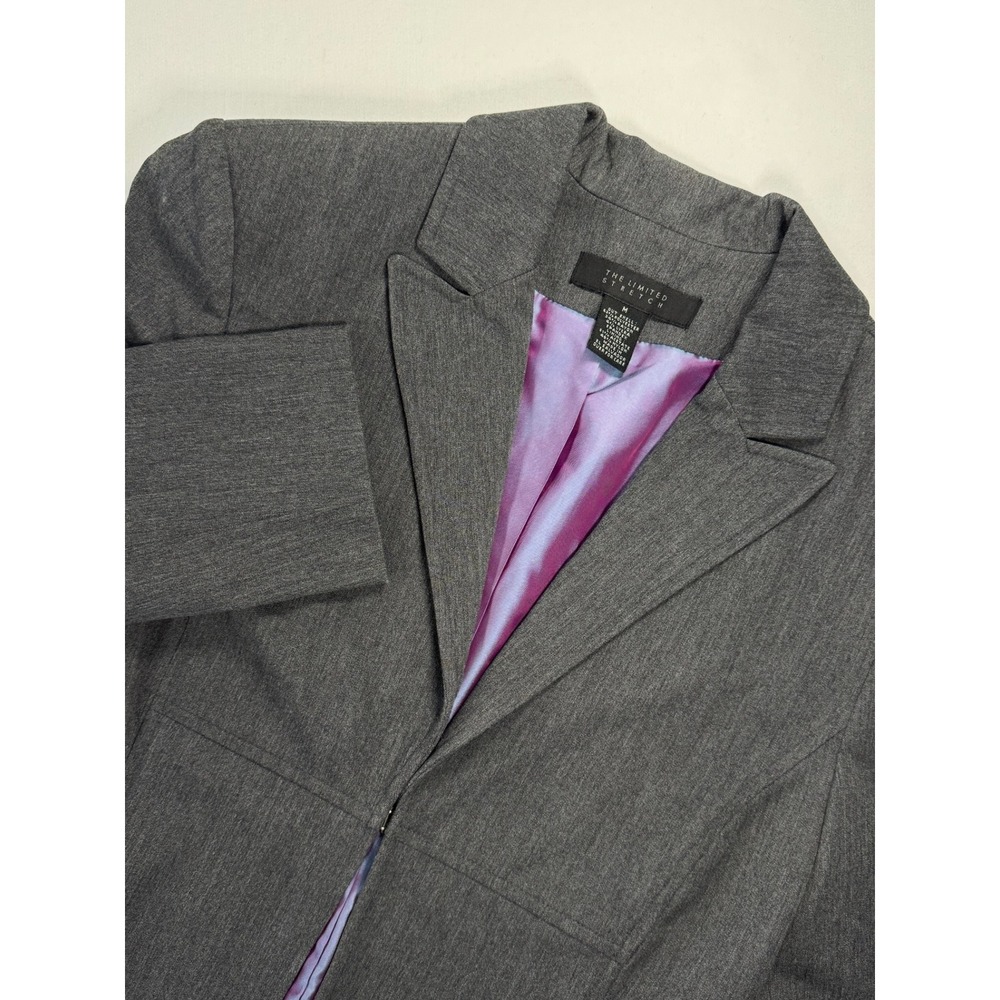 The Limited Stretch Blazer Gray Iridescent Lining Hook Eye Closure Size M